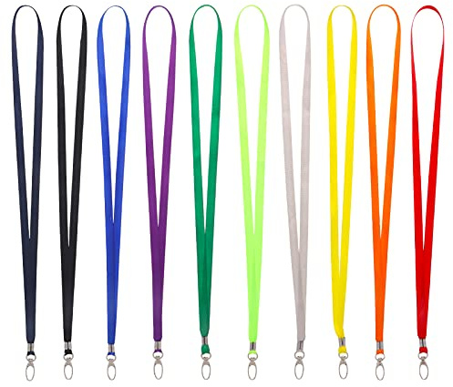 Popuppe 10 Stück Nylon Schlüsselbänder Bunt Lanyard mit Metall Wirbelclip