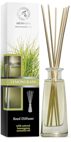 Raumduft Diffuser Zitronengras 100 ml - Duftdiffusor - Raumbeduftung | Duftdiffuser mit Natürliches ätherisches Zitronengrasöl, Lufterfrischer, frisches Aroma, Raumduft, mit Stäbchen.