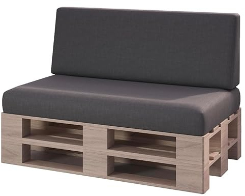 sunnypillow Palettenkissen für Palettenmöbel - 2er Set - Palettenauflage für Palettensofa für Haus Garten - Palettenpolster mit abnehmbarem Bezug für Europaletten - Rückenkissen & Sitzkissen Anthrazit