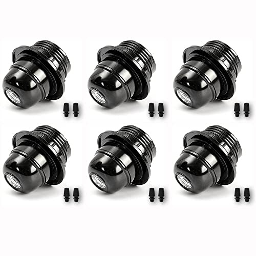 6x Vintage Edison E27 Lampenfassung - Modern Industrielle Schwarz Leichte Bakelit Fassung Harte Schale Lampenhalter DIY Lampenzubehöre für ersetzen Lampensockel & Retro Beleuchtung