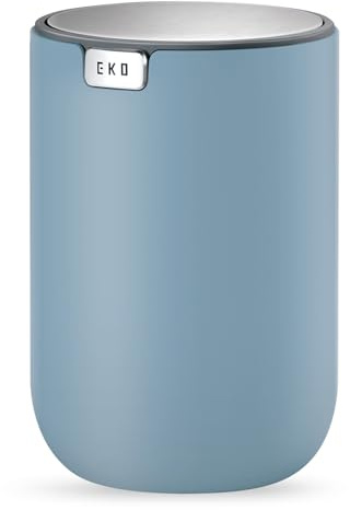 EKO Mini Tischmülleimer mit Schwingdeckel, 1,5 Liter Kosmetikeimer, kleiner Schreibtisch-Mülleimer, runder Tischabfalleimer für Büro, Bad, Schreibtisch, Schlafzimmer (Blau)
