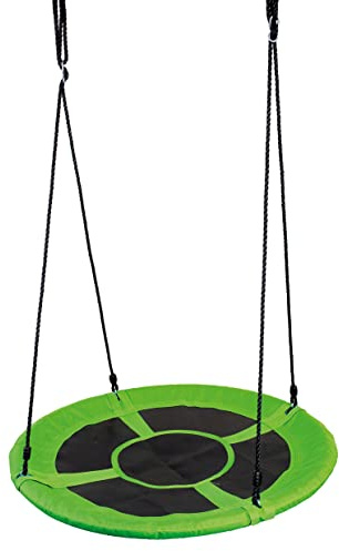 Bino runde Nestschaukel, Schaukel für Kinder ab 3 Jahren, Kinderspielzeug (Tellerschaukel aus PP, geschlossene Sitzfläche für weiches Sitzen, Durchmesser 100 cm, bis 150 kg belastbar), Grün