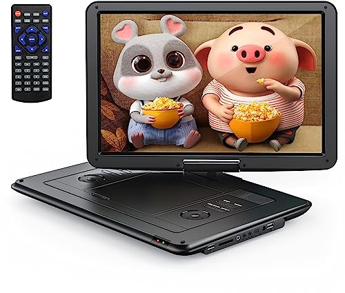 Yoton16,9" Tragbarer DVD-Player mit 14,1" HD-Drehbildschirm, ideal fürs Auto, 6 Stunden Akkulaufzeit, intelligente Speicherwiedergabe, USB/SD-Karten-Unterstützung [Kein Blu-ray-Support]