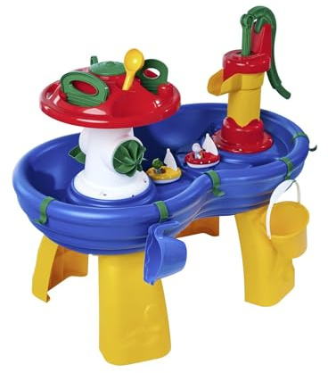 AquaPlay Wassertisch - großes Outdoor-Wasserspiel (100 x 58 x 90 cm) für Kinder ab 3 Jahre, Wasserspielzeug mit Handpumpe, Schlauchanschluss, Spritzfunktion und Zubehör