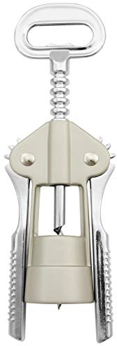 FMprofessional Wein-/Proseccoöffner, Korkenzieher für Kunststoffkorken, Kellnermesser mit Kapselheber (Farbe: Silber/Beige), Menge: 1 Stück