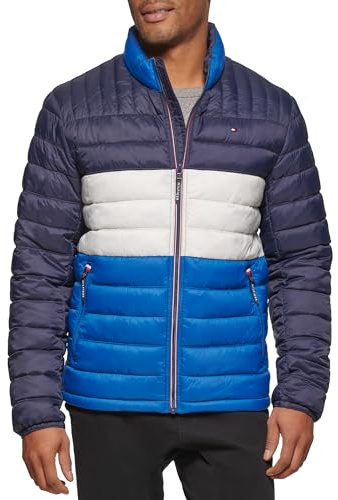 Tommy Hilfiger Ultra Loft Pufferjacke für Herren, leicht verstaubar, in den Größen Standard, Groß und Hochgewachsen, Mitternacht/Ausflug, einfarbig (Midnight//Getaway Solids), XL