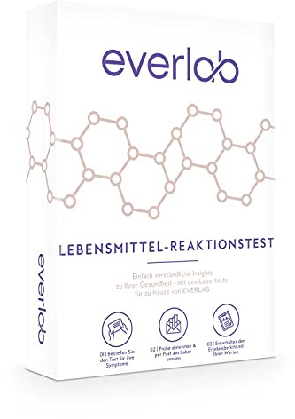 EVERLAB Lebensmittel-Reaktionstest – IGE & IgG4 Screening für 40 verschiedene Lebensmittel| Detaillierte Auswertung | Selbsttest für Zuhause