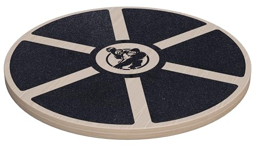 GORILLA SPORTS® Balance Board - Holz, Rund, Ø 40cm, Rutschfest, bis 180 kg, Schwarz - Wackelbrett, Therapiekreisel, Gleichgewichtstrainer, Balanceboard für Kinder, Erwachsene, Physiotherapie, Fitness