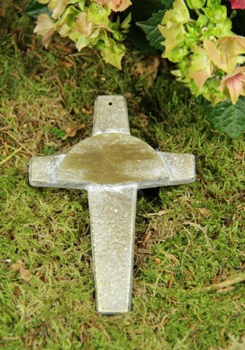 friedhofskerze.de Grabkreuz Messing-weiß