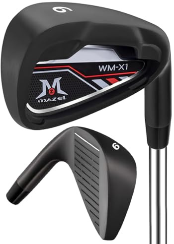 MAZEL Golf Eisen Single1,2,3,4,5,6,7,8,9, P, A,S, Edelstahl Golf Club Eisen für Männer Rechtshänder (Black Individual Iron,RH, #6 Iron)