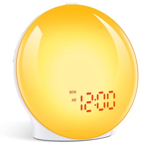 Cadrim Tageslichtwecker Wake Up Licht Lichtwecker Radiowecker Sonnenaufgang Sonnenuntergang mit Dual Wecker, 15 Licht, 7 natürlichen Sounds & FM Radio & Snooze Funktion