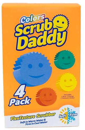 Scrub Daddy Colors Spülschwamm, Putzschwämme im Multipack - Texturveränderung, kratzfreier Schmutzradierer Schwamm für die Küche, geruchsresistent, Küchenschwamm spülmaschinenfest - 4er-Pack