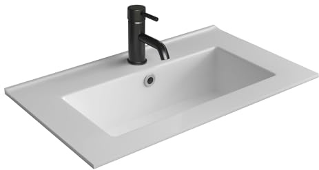 Alpenberger Einsatz-Waschbecken mit Nanoversiegelung I Waschbecken 60 cm Rechteckig | Einbauwaschtisch mit Hahnloch & Überlauf | Waschplätze für Bad und Gästeklo | Badwaschbecken mit Lotuseffekt