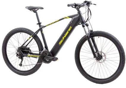F.lli Schiano E-Jupiter, E Bike Mountainbike, 27.5 Zoll, 36V 14Ah Abnehmbarer Akku, Motor 250W 50Nm, MTB Ebike für Herren/Damen, Schwarz-Gelb