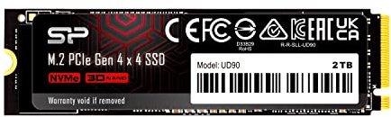 Silicon Power 2TB UD90 NVMe 4.0 Gen4 PCIe M.2 SSD R/W up to 5,000/4,800 MB/s (SP02KGBP44UD9005)