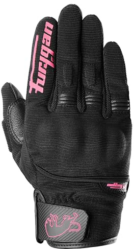 Furygan Jet Lady D3O EVO - Motorradhandschuhe für Damen - 100% Lederhandfläche - Touchscreen-Kompatibilität - Komfort - Sommerhandschuhe - atmungsaktiv & leicht, Schwarz-Rosa