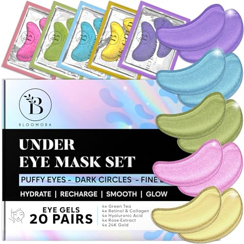 BLOOMORA Gemischte Augenpads (20 Paare) - Eye Pads mit Niacinamid & Hyaluron - Augenpads Gegen Augenringe - Augenringe Entfernen - Eye Patches