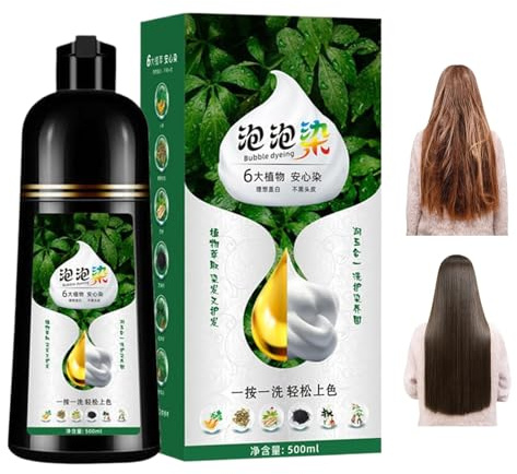 GkgWuxf Schäumendes Haarfärbemittel Shampoo,500ml Färbeschampoo für graue Haare - Sanfte pflanzliche Haarfarbe für zu Hause Damen Herren