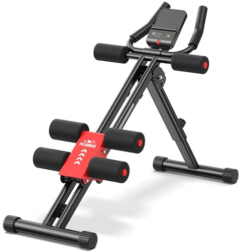 FLYBIRD Bauchtrainer Bauchmuskeltrainer, verstellbares Bauchmuskelgerätfür Ganzkörpertraining im Home Gym zur Figurformung, 150 kg Tragfähigkeit, faltbarer Taillentrainer mit LCD-Monitor für Anfänger