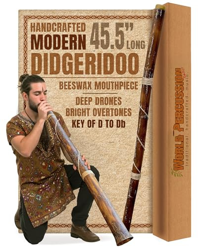 World Percussion USA Handgefeuertes modernes Didgeridoo - Mundstück aus Bienenwachs - einfach zu spielen!-