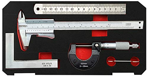 NORTOOLS Professionelles Präzisions-Messwerkzeug-Set (4-teilig) | Edelstahl-Messschieber (6/150mm) + Mikrometer + Lineal + Winkel | Multi-Szenario-Messlösung