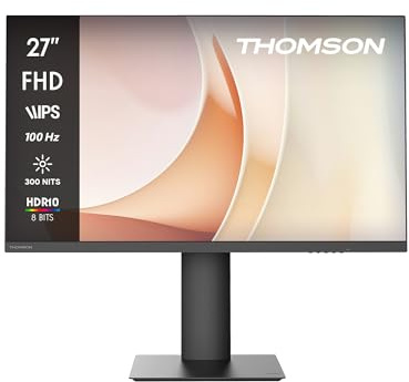 Thomson 27 Zoll Full HD Business-Monitor mit Pop-Up-Kamera, 100 Hz IPS-Panel, 65 W USB-C-Stromversorgung, Zwei Lautsprecher, HDMI, Schwarz, M27FB7C14V