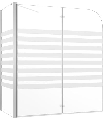 vidaXL Duschabtrennung Badewannenfaltwand Badewannenaufsatz Duschwand Duschtrennwand Duschkabine Faltwand 120x68x130cm Hartglas Streifen