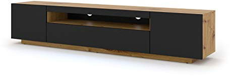 TV Lowboard Hängend / Stehend 200 cm, Artisan Eiche/Schwarz Matt (ohne LED) | TV Schrank fürs Wohnzimmer, Fernsehschrank