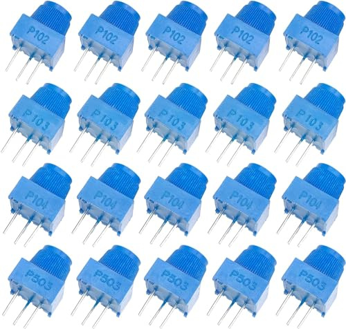 PENGLIN 20 Stück 1K 10K 50K 100K Ohm Trimmpotentiometer | Breadboard Trimmpotentiometer Kit mit blauem Knopf Variable Widerstände