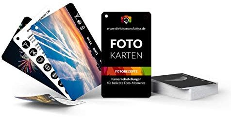 Fotokarten Fotorezepte | 20 Fotografie-Spickzettel mit Kameraeinstellungen & Tipps | CheatCards für Fotografen | Checkkarte Fotografieren | FotoMotive für Einsteiger | Geschenk Hobbyfotografen