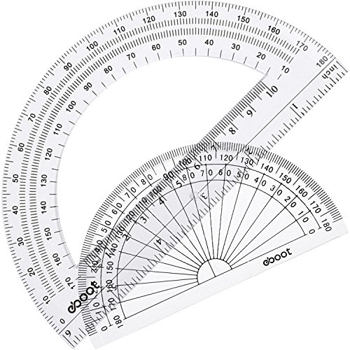 eBoot Winkelmesser, aus Kunststoff, Goniometer 180 Grad, 4 Zoll und 6 Zoll, hell, 2 Stück