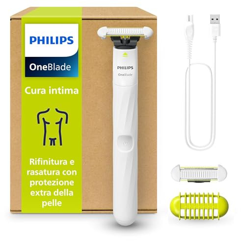 Philips OneBlade Intimate, Intimrasur, Trimmen & Rasieren mit extra Hautschutz, Für eine gründliche und angenehme Rasur – ohne komplett glatt zu rasieren, Modell QP1924/30