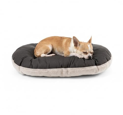 Ferplast Sehr Kleines Hundebett & Katzenbett Waschbar Hundekissen Welpenmatratze für Hütten, Zwinger und Auto Flauschig aus Baumwolle 43 x 30 cm, XS, Braun und Weiß