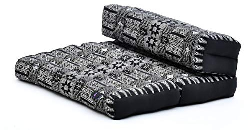 Leewadee faltbarer Meditationssitz Yoga Sitzkissen platzsparendes universelles Meditationsset ökologisches Naturprodukt, Kapok, 50 x 70 cm, Schwarz