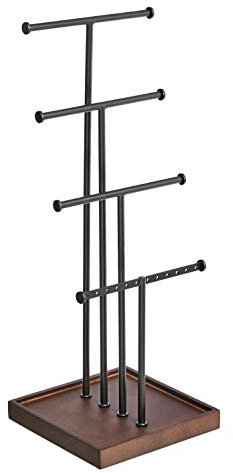 Amazon Basics Blatt Schmuckständer, Baum-Design, 4 Ebenen, Walnuss/Schwarz