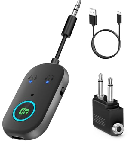 Bluetooth Transmitter Empfänger,Bluetooth 5.3 Adapter 2 in 1 Blue-Tooth Sender Klinke,Blue-Tooth Splitter für 2 Kopfhörer wie Airpods,Bluetoo th Adapter Klinke 3,5 für Kopfhörer,Auto, Audio System,TV