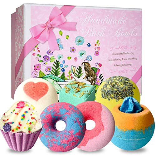 Badebomben Geschenkset, STNTUS 7 Stück Luxuriöses Badekugeln Geschenke für Frauen, Freundin, Mama, Mutter, Kinder, Schaumbad, Badeperlen, Badekugel Geschenke für Valentinstag, Geburtstags, Weihnachts