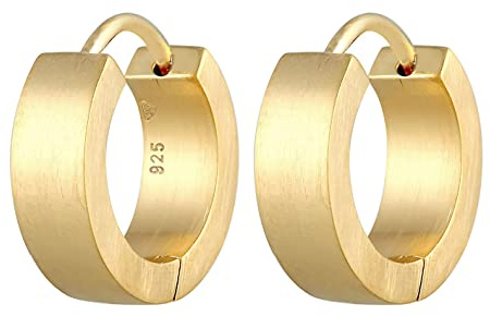 Kuzzoi Herren Ohrringe Creolen matt Klappcreolen (13mm) rund für Männer 1 Paar goldene Ohrhänger 925 Sterling Silber vergoldet