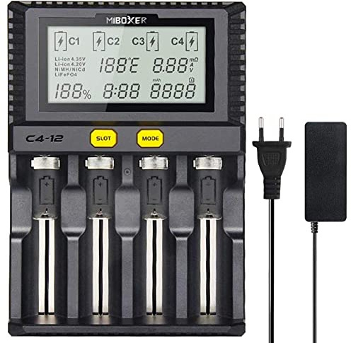 Schnellstes Akkuladegerät, MiBOXER 3A/Schacht Schnellladung Aufladbar AA AAA D 26650 18490 18350 18500 RCR123 Li-Ion/IMR/INR/ICR/NI-MH/NI-Cd, LCD-Display, Intelligente Temperaturregelung