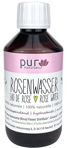 250 ml Echtes Rosenwasser Bio Organic Rose Water 100% naturreines Rosen-Hydrolat (in PET-Flasche mit OV)