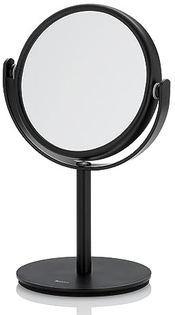kela Schminkspiegel mit Vergrößerung, 7,5 cm, Selena, Metall, schwarz | 1-/10-fach Vergrößerung, Flexibler, kleiner Standspiegel, Kosmetikspiegel, für Gesichtspflege, Make-up oder Rasur