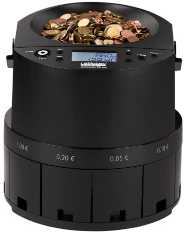 ratiotec coinsorter CS 500 Münzzähler & -sortierer – automatische Münzzählmaschine für Euro-Münzen | großer Einzug 1.000 Münzen | bis 600 Münzen/Min | Auto-Stopp | für hohe Volumen