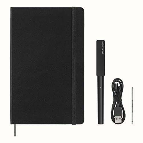 Moleskine Smart Writing Set, Smart Notebook mit Smart Pen, Digitales Notizbuch mit Linierten Seiten, Groß, 13x21 cm, Schwarz