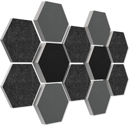 platino24 Schallabsorber COLORE aus Basotec G+ I Akustikpaneele mit Akustikfilz I 3D Wand-Paneele mit 12 Waben in Multicolor I Akustikplatten zur Schalldämmung in Büro, Studio & Wohnung
