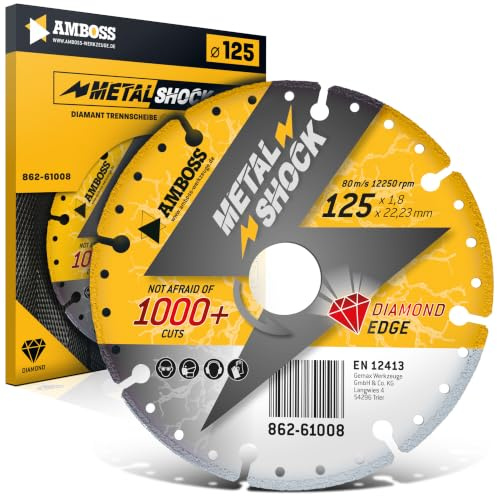AMBOSS METAL SHOCK - Diamant Trennscheibe 125 x 1,8 x 22,23 mm - geeignet für Metall/Stahl/Inox - passend für Winkelschleifer