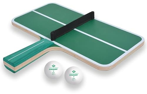 Schildkröt Ping Pong Challenge Tischtennis-Set, 1 Schläger in Form Einer kleinen Tischtennisplatte, mit Netzgarnitur, 2 Bälle, Geschicklichkeitsspiel für Groß und Klein