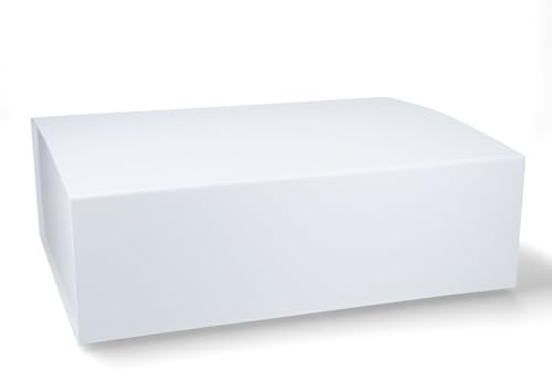 ideas in boxes Premium Geschenkbox mit Deckel, faltbar, Geschenkkarton, Magnetbox, Geschenkverpackung für Weihnachten & Geburtstag, Magnetfaltbox, Weiß matt, 44x30x12cm
