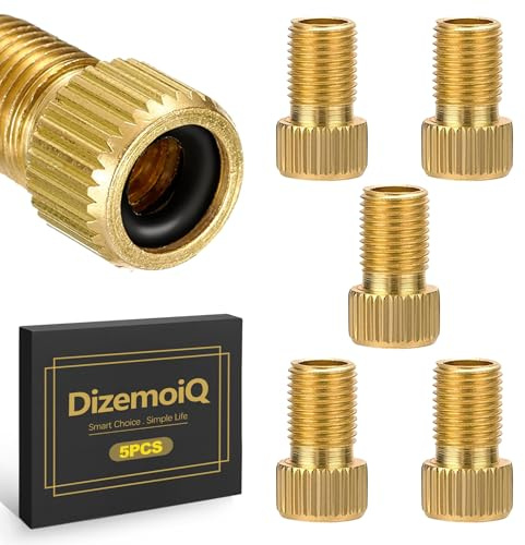 DizemoiQ 5er Pack Fahrradventil Adapter Konverter von Französisches Ventil (SV) auf Autoventil (AV) Pumpe Messing mit Dichtring für Rennrad MTB E-Bike