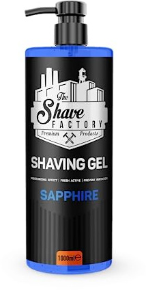 THE SHAVE FACTORY Rasiergel – Sapphire 1000ml – Ultraglatte Rasur, Feuchtigkeit und Schutz für Männer – Veredeltes Gel für eine Gründliche und Erfrischende Rasur