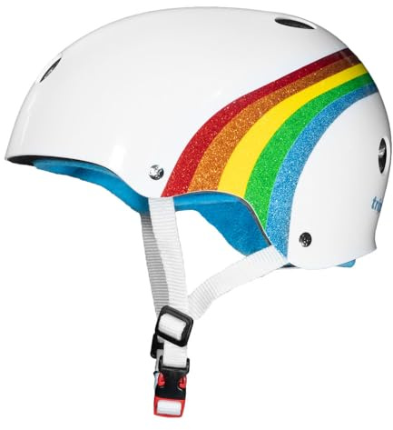 Triple Eight Kinder Cert Sweatsaver Rainbow Sparkle Protective Sporthelm, Regenbogen Funkeln Weiß, XS/S